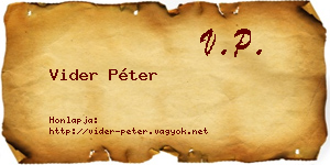 Vider Péter névjegykártya