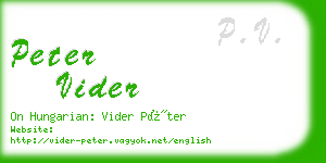 peter vider business card